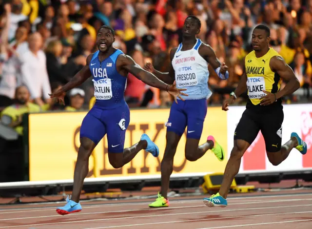 Justin Gatlin wins gold