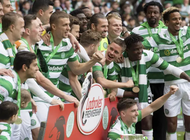 Celtic celebrate their Premiership title