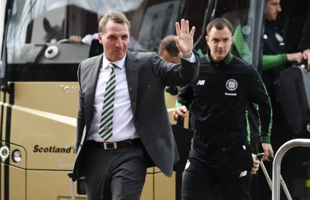 Brendan Rodgers arrives at Celtic Park this morning