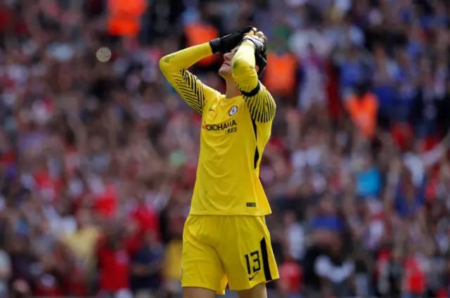 Chelsea's Tibaut Courtois misses his penalty