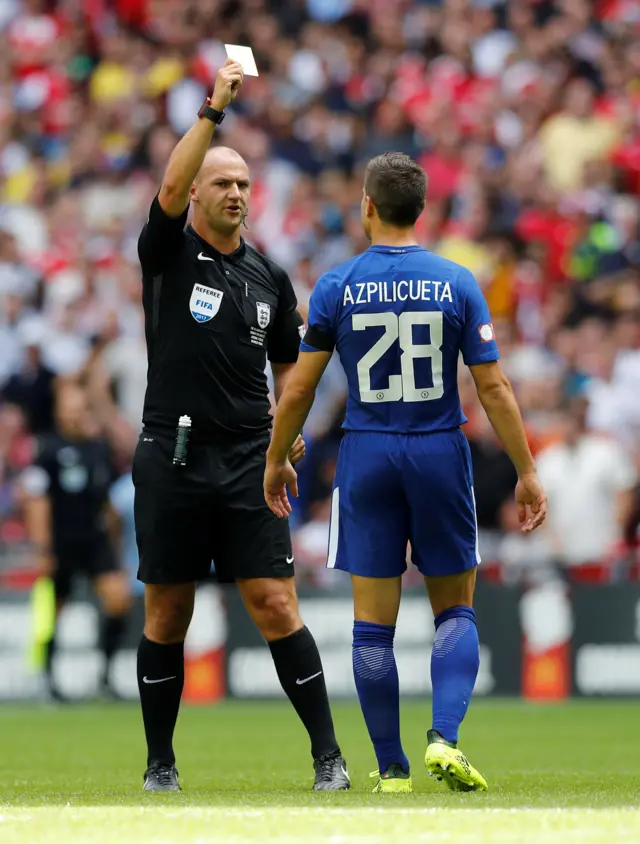 Chelsea's Cesar Azpilicueta is booked