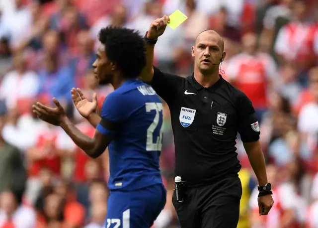 Chelsea's Willian is booked for diving