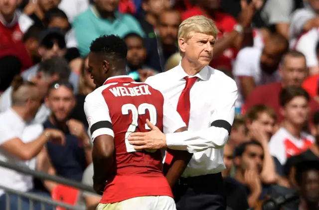 Arsenal's Danny Welbeck comes off