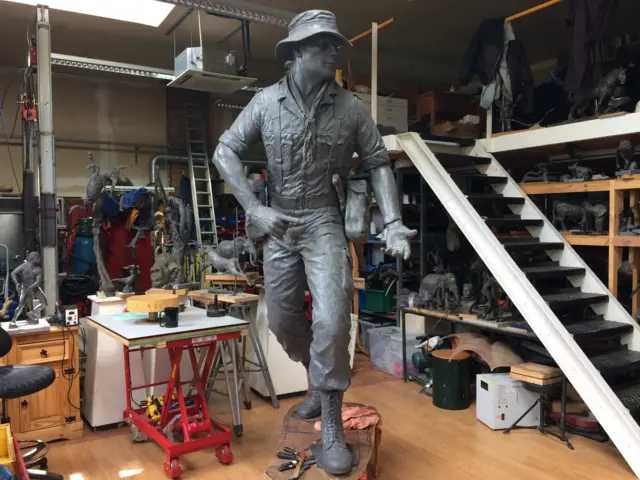 Unfinished statue in workshop