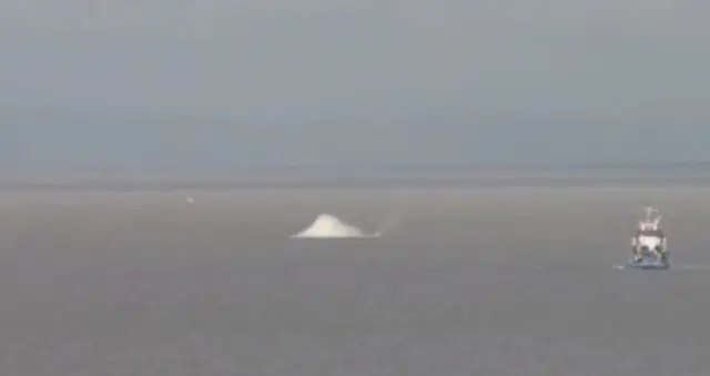 The explosion in the sea