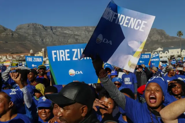 Protesters march against South African president Jacob Zuma in Cape Town, South Africa 08 August 2017.