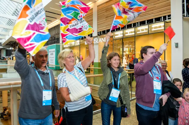 Waving flags at Meadowhall