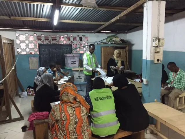 Election officials count votes in Mombasa