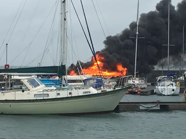 Sunseeker yacht on fire