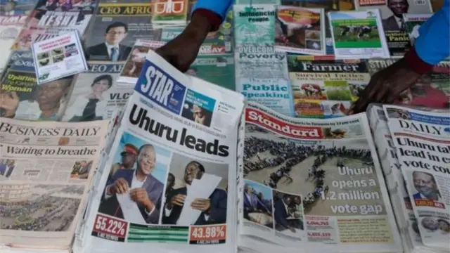 Newspapers this morning in Kenya