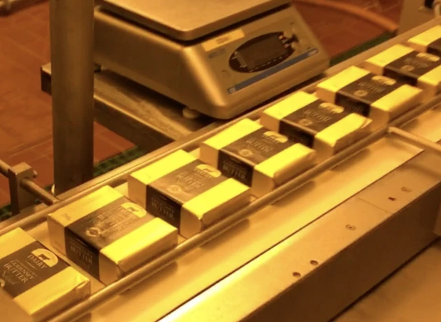 Guernsey Butter being packaged at Guernsey Dairy