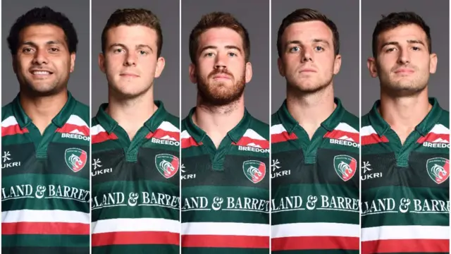 George Ford, Jonny May, Nick Malouf, Dominic Ryan and Sione Kalamafoni