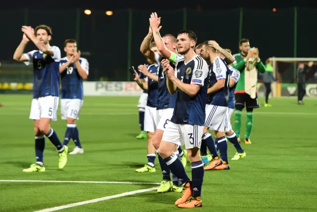 Scotland players applaud the supporters at full-time