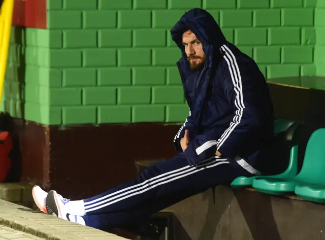 Scotland midfielder Robert Snodgrass is wrapped up in the dugout