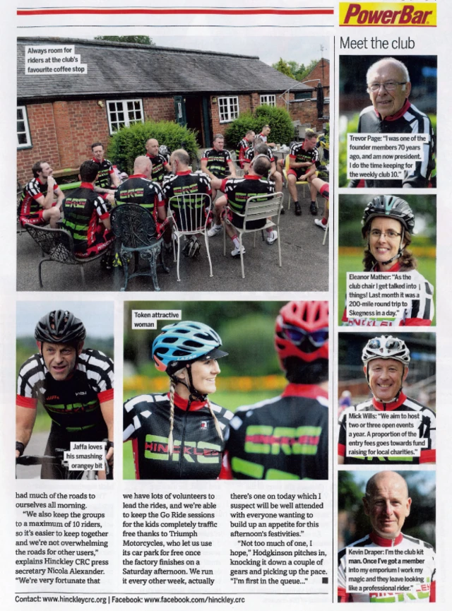 Feature on Hinckley Cycling club