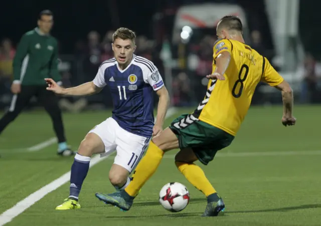 James Forrest in action  against Lithuania