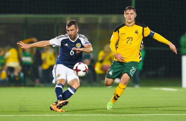 James McArthur in action for Scotland