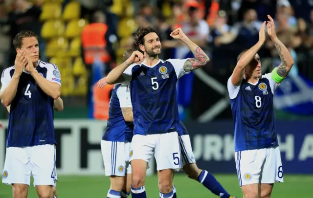 Scotland players applaud the supporters in Vilnius