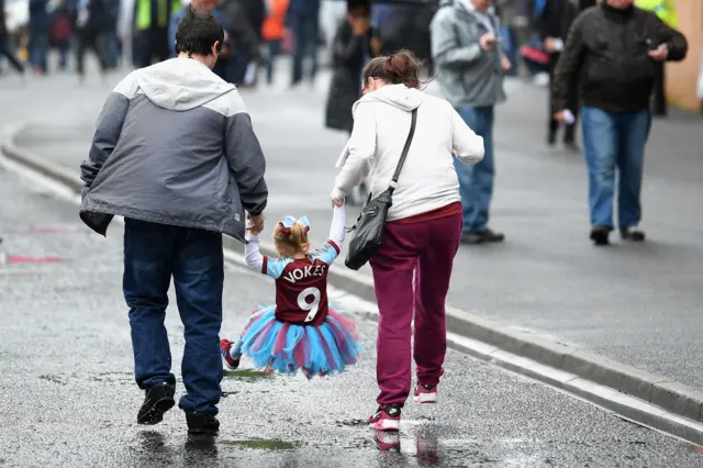 Burnley supporters arrive at Turf Moor