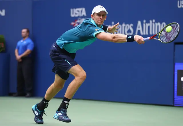 Kevin Anderson of South Africa returns