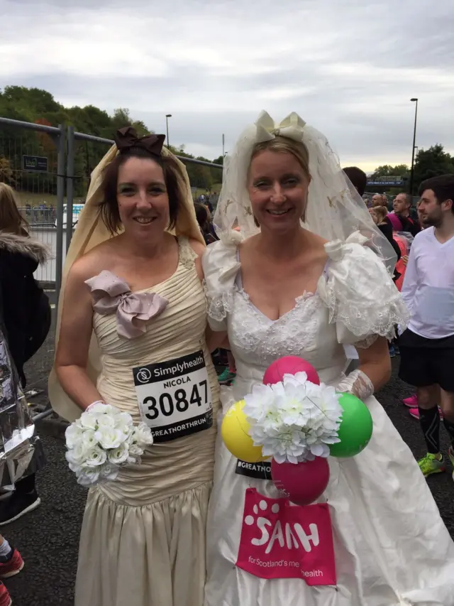 Runaway brides Claire and Ann