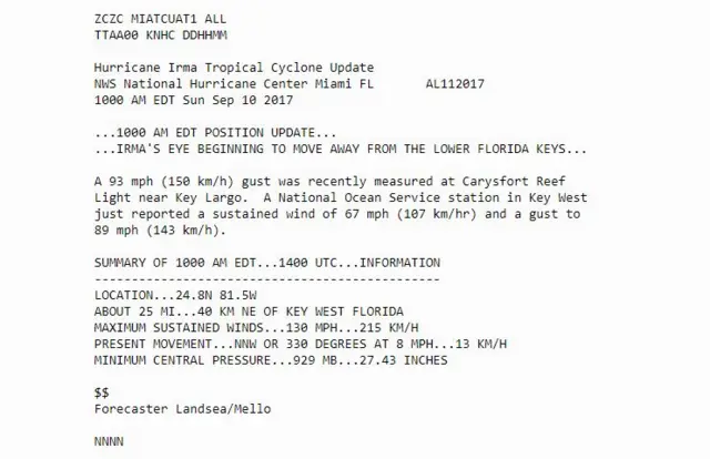 A dispatch update showing current speeds