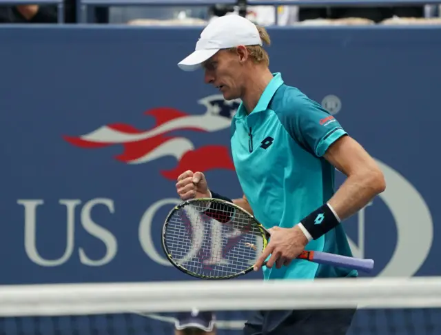 Kevin Anderson of South Africa celebrates