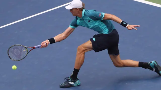 Kevin Anderson of South Africa returns