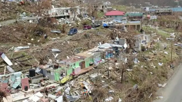 Damage on the island of Tortola