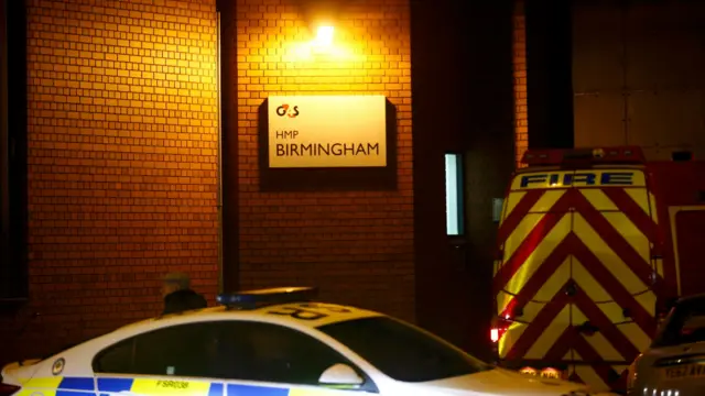 Police outside HMP Birmingham in December 2016