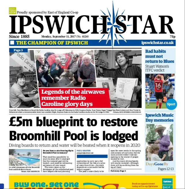 Front page of Ipswich Star