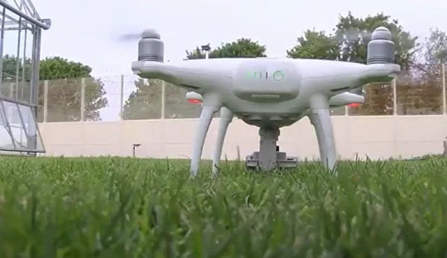 A drone on the ground whirring up