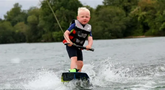 George wakeboarding