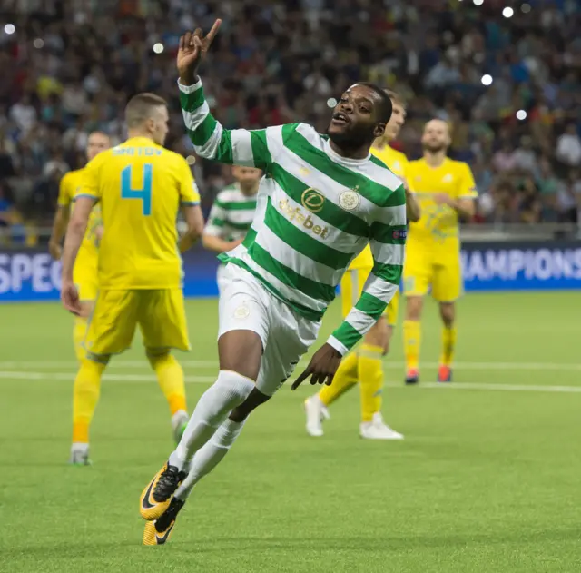 Celtic's Olivier Ntcham celebrates scoring against Astana