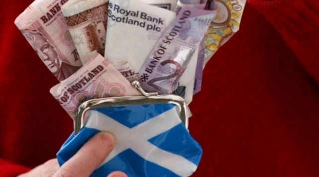 Saltire purse with money