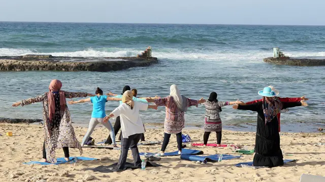 Yoga on the beach