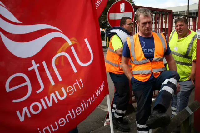 Striking bin workers in Birmingham