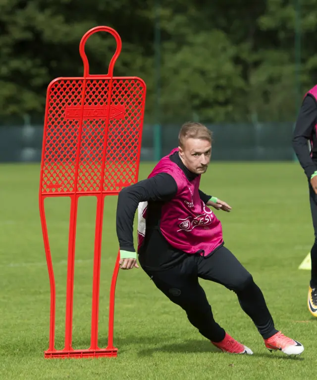 Celtic striker Leigh Griffiths in training