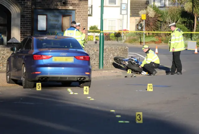 Police at scene of crash in Bognor