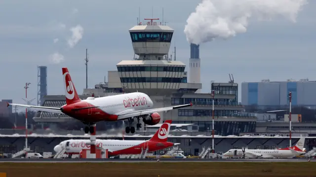 A flight takes off from Berlin airport