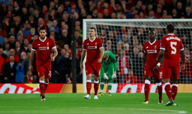 Liverpool look dejected as Sevilla equalise