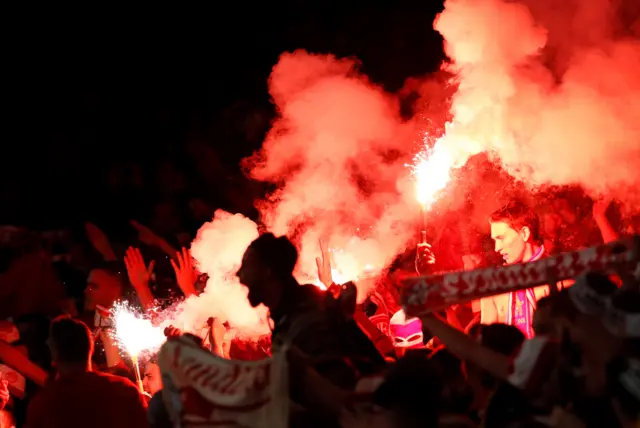 FC Koln fans let off flares