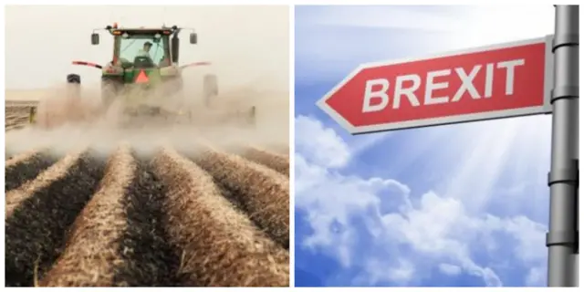 Tractor and Brexit sign