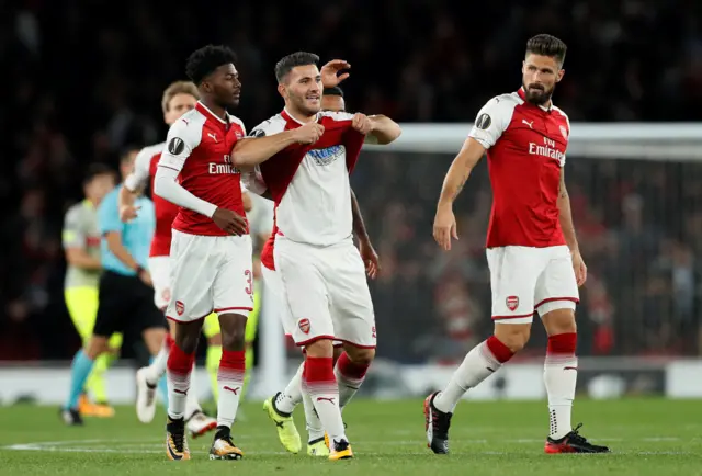 Sead Kolasinac celebrates