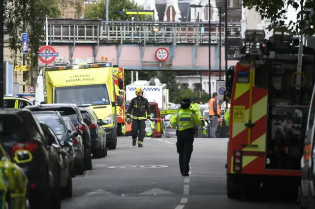 Emergency services outside Parsons Green station