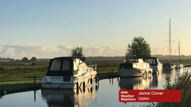 Boats moored on a river