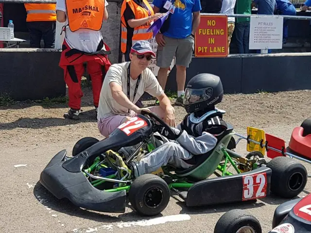 Christopher and Matthew with go-kart