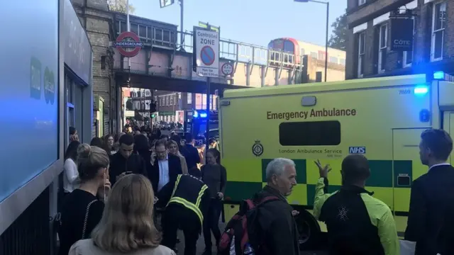 People outside the station