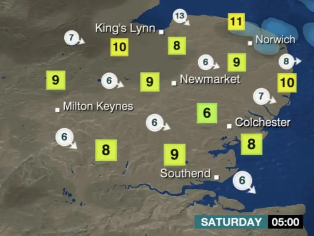 Weather graphic for 06:00 Saturday