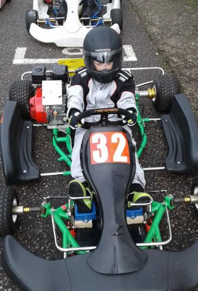 Matthew in his go-kart